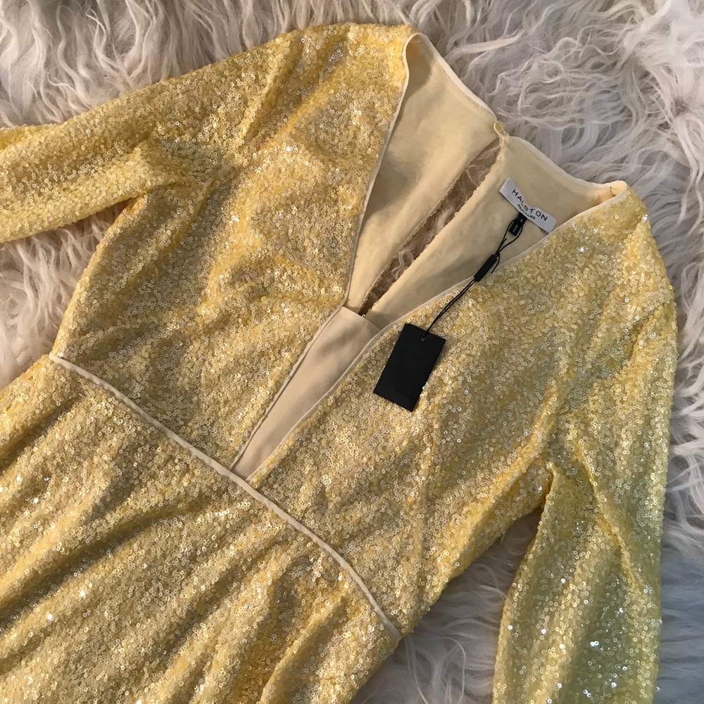 HALSTON HERITAGE Sequined Caftan Party Mini Dress - Picture 8 of 8